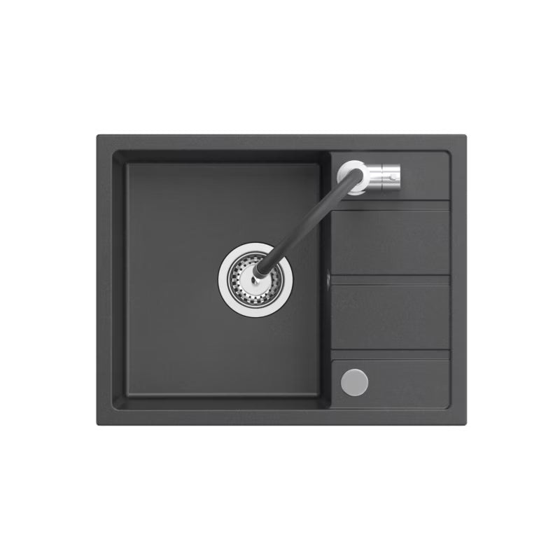 Granitvask Mat 116 56x44 cm Sort med Fleksibelt Armatur