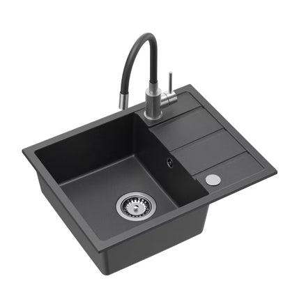 Granitvask Mat 116 56x44 cm Sort med Fleksibelt Armatur