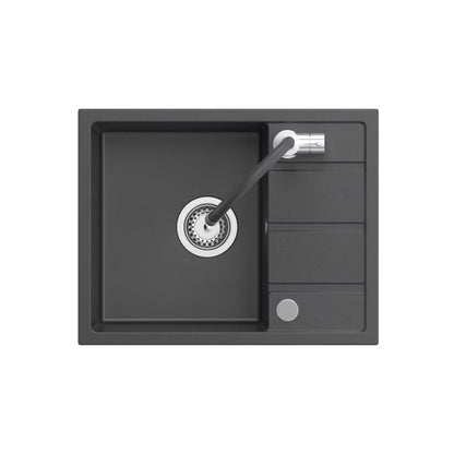 Granitvask Mat 116 56x44 cm Sort med Fleksibelt Armatur