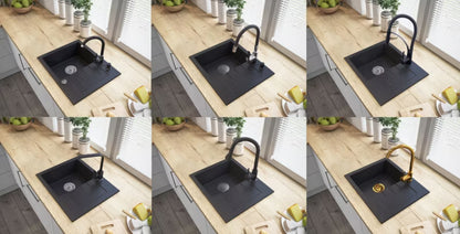 Granitvask Milano 57,4x46,4 cm Sort med Afløbsplade