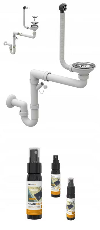 Granitvask Milano 57,4x46,4 cm Sort med Afløbsplade