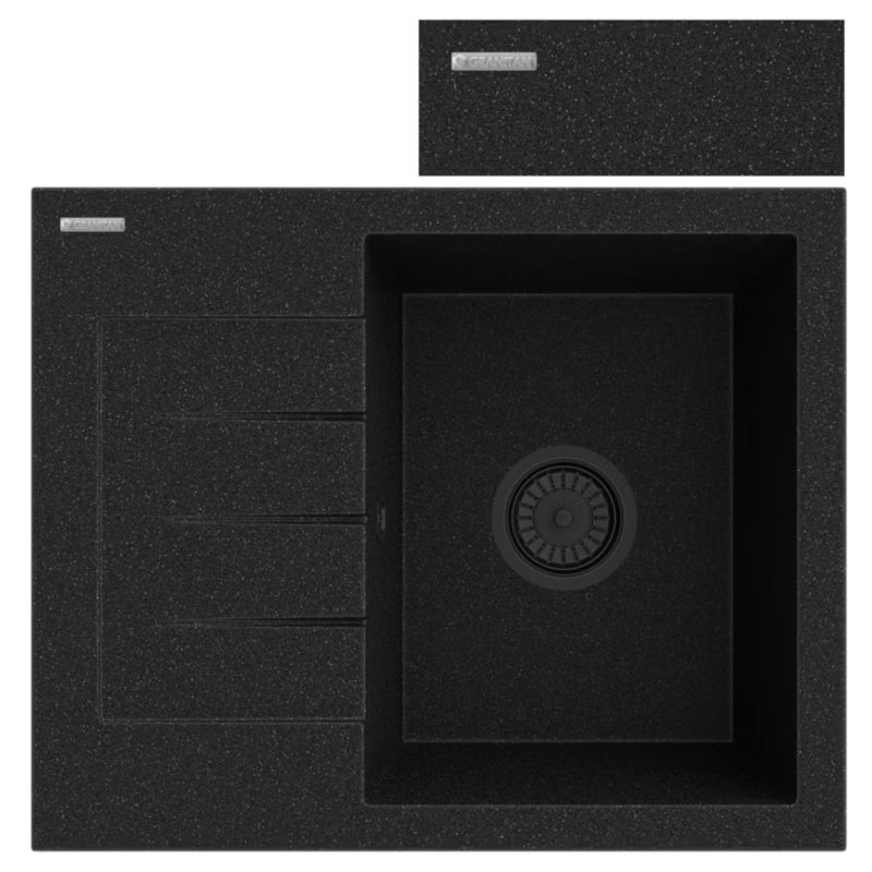 Granitvask Milano 57,4x46,4 cm Sort Metallisk med Afløbsplade