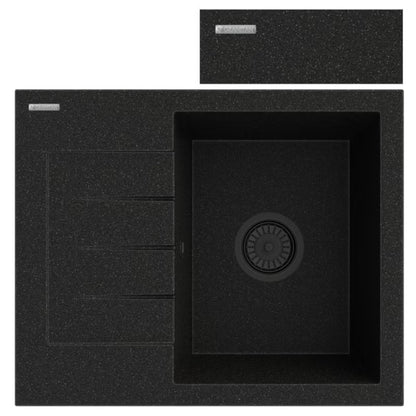 Granitvask Milano 57,4x46,4 cm Sort Metallisk med Afløbsplade