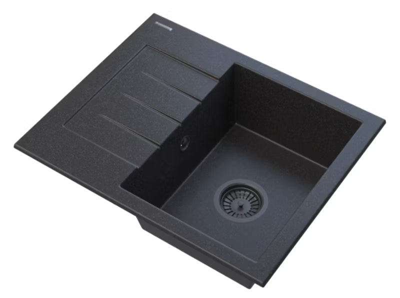 Granitvask Milano 57,4x46,4 cm Sort Metallisk med Afløbsplade