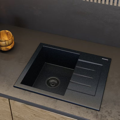 Granitvask Milano 57,4x46,4 cm Sort Metallisk med Afløbsplade
