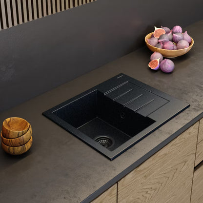 Granitvask Milano 57,4x46,4 cm Sort Metallisk med Afløbsplade
