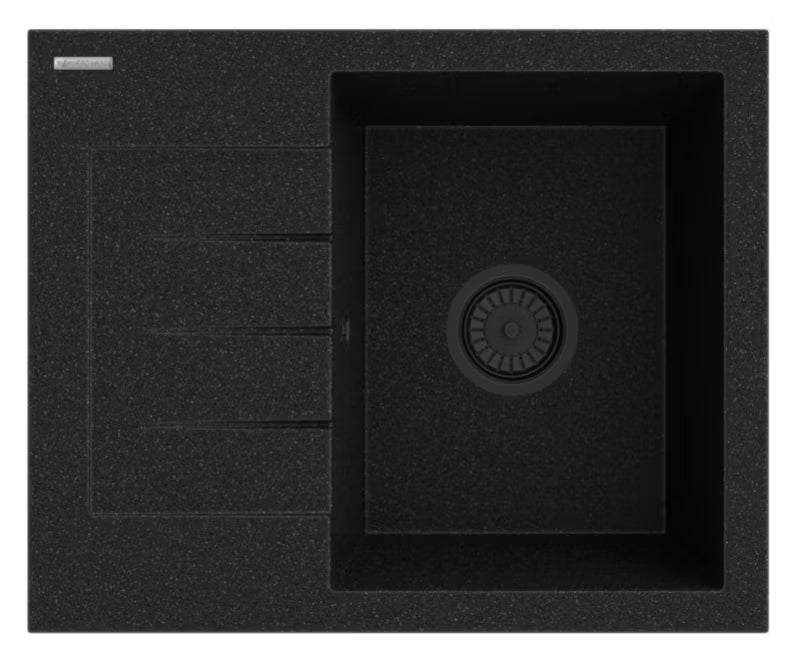 Granitvask Milano 57,4x46,4 cm Sort Metallisk med Afløbsplade