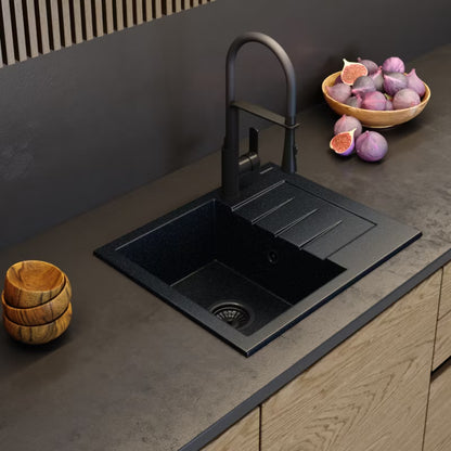 Granitvask Milano 57,4x46,4 cm Sort Metallisk med Afløbsplade