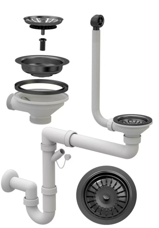 Granitvask Milano 57,4x46,4 cm Sort Metallisk med Afløbsplade