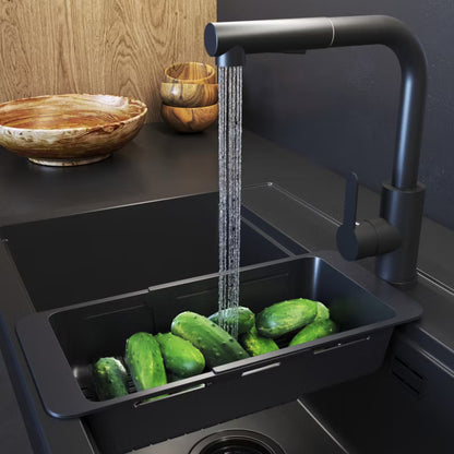 Granitvask Milano 57,4x47 cm Sort med Armatur