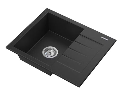 Granitvask Milano 57x46 cm Sort med Afløbsplade
