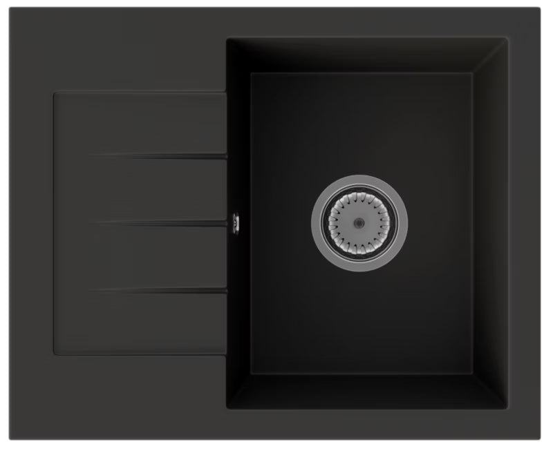 Granitvask Milano 57x46 cm Sort med Afløbsplade