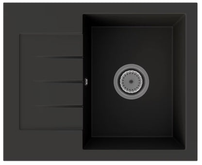 Granitvask Milano 57x46 cm Sort med Afløbsplade