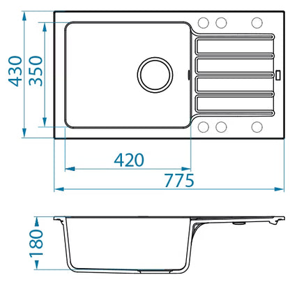 Granitvask Niagara 90 77,5x43 cm 1-Kammer