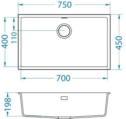 Granitvask OMNI 40 BLACK EDITION 75x45 cm Sort