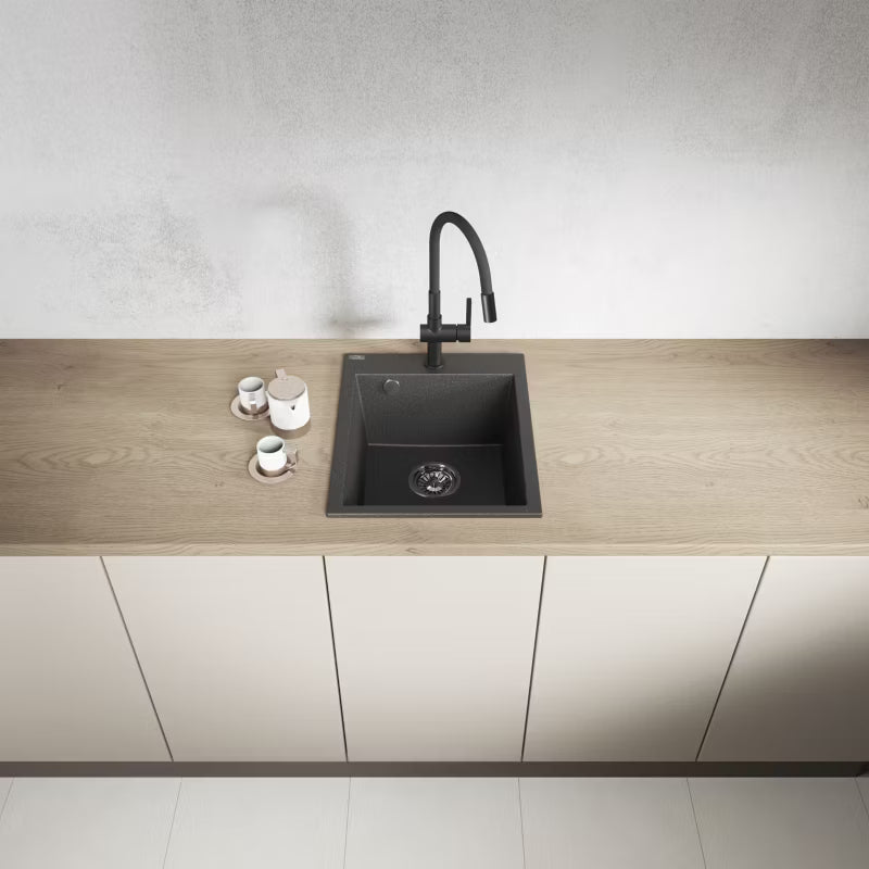 Granitvask One 1-Kammer 48x39 cm Sort