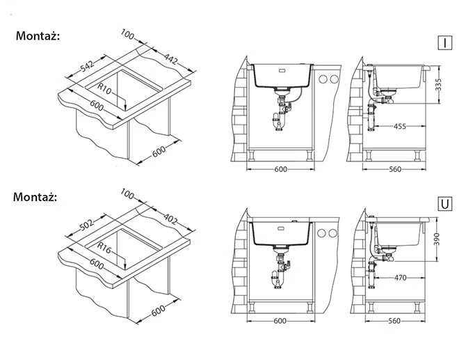 Granitvask QUADRIX 50 56x46 cm 1-Kammer