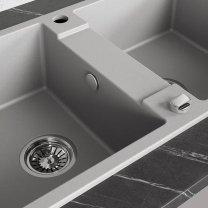 Granitvask Rab 44x80 cm 2-Kammer Grå med Vandlås
