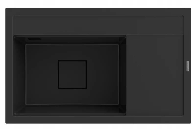 Granitvask Rendo 80x50 cm 1-Kammer Sort med Afløbsplade