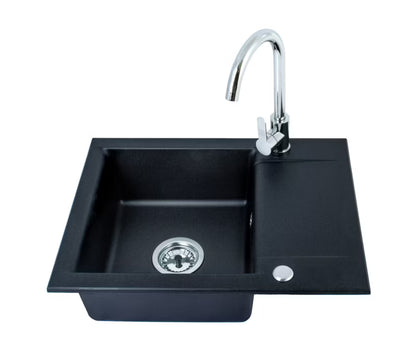 Granitvask Run 59x44 cm Sort med Armatur