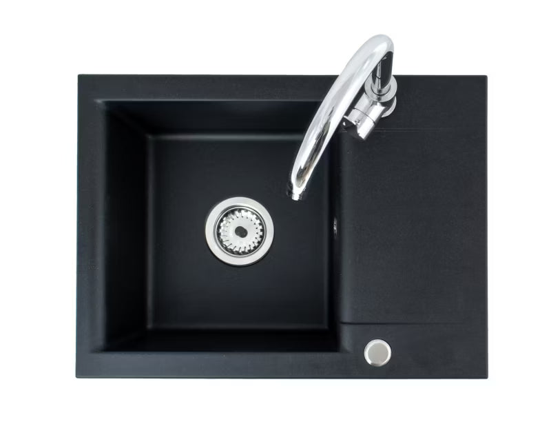 Granitvask Run 59x44 cm Sort med Armatur