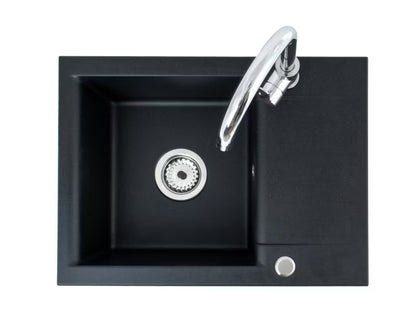 Granitvask Run 59x44 cm Sort med Armatur