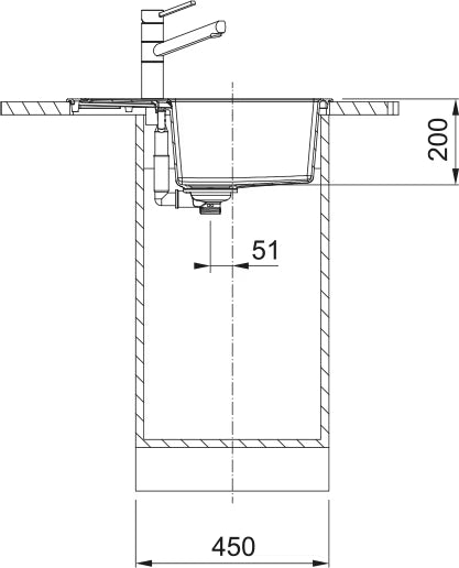 Granitvask S2D 611-62 62x50 cm med Afløbsplade