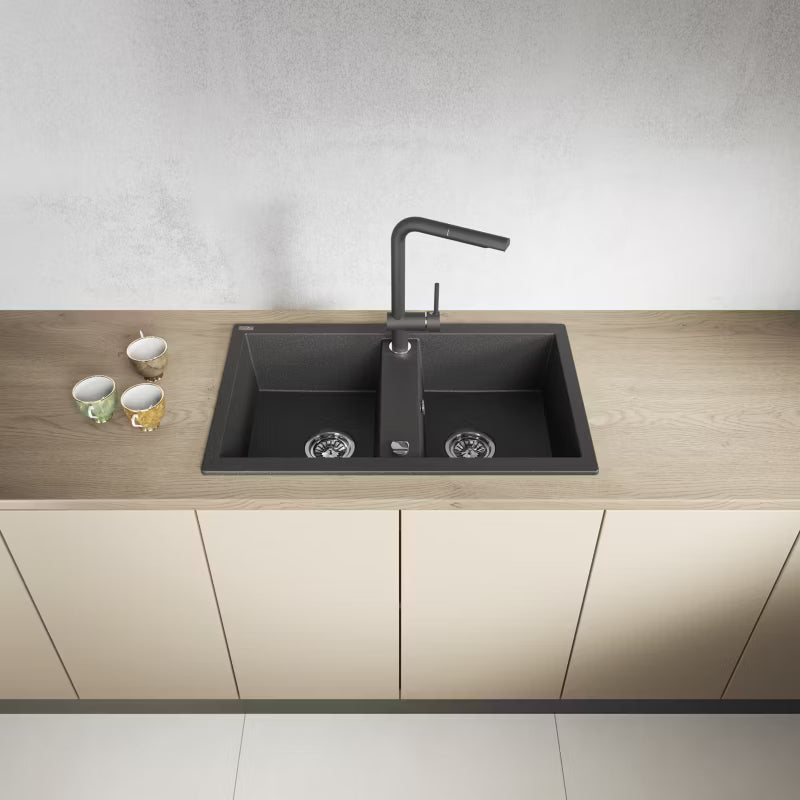 Granitvask Shire 2-Kammer 78x48 cm med Vandlås