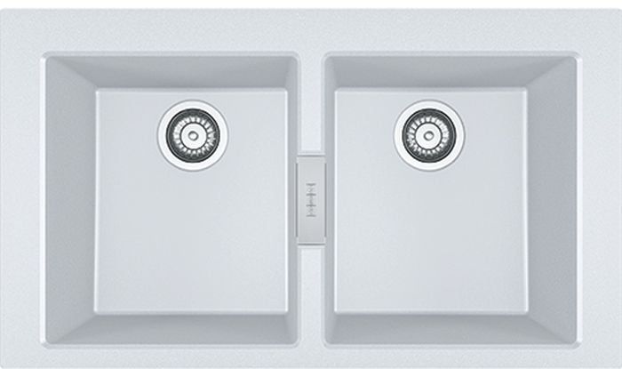 Granitvask Sirius 2.0 2-Kammer 86x50 cm Hvid