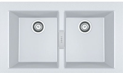 Granitvask Sirius 2.0 2-Kammer 86x50 cm Hvid