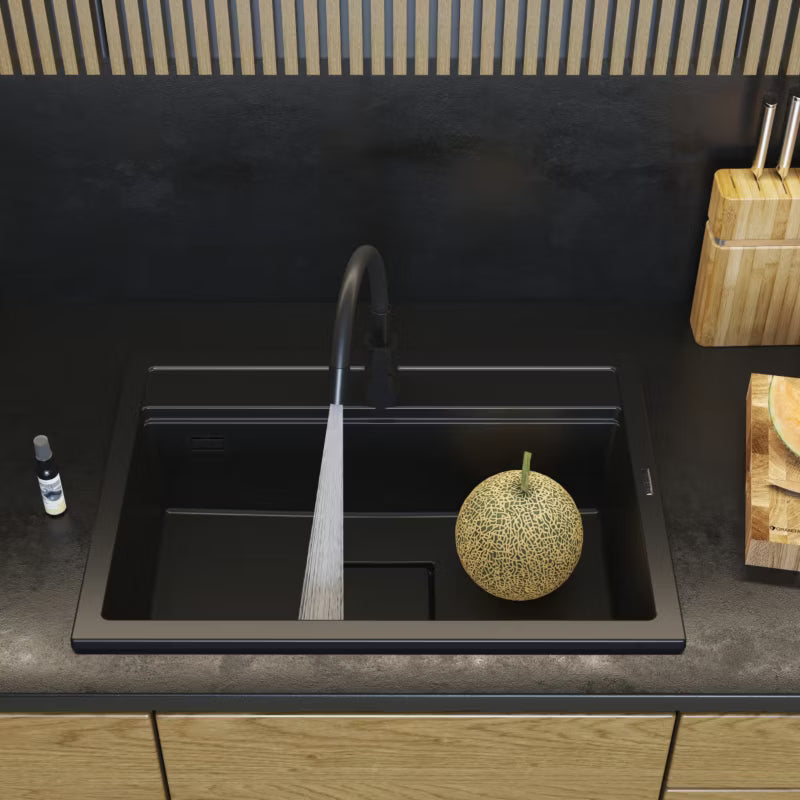 Granitvask Stone XL 1-Kammer 70x50 cm Sort
