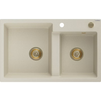 Granitvask Tomas 2-Kammer 80x50 cm Beige