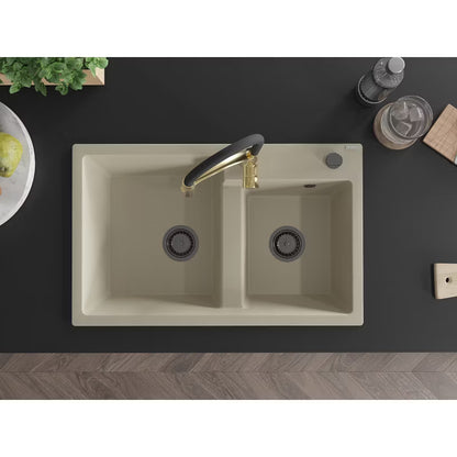 Granitvask Tomas 2-Kammer 80x50 cm Beige med Armatur