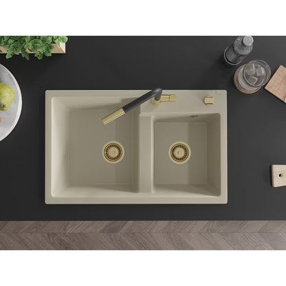 Granitvask Tomas 2-Kammer 80x50 cm Beige med Armatur