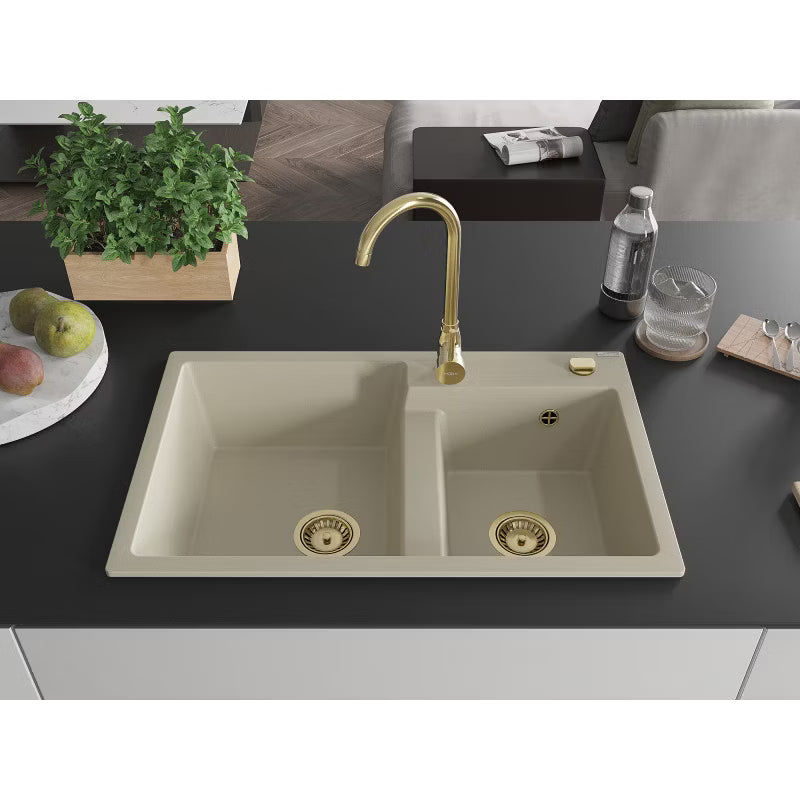 Granitvask Tomas 2-Kammer 80x50 cm Beige