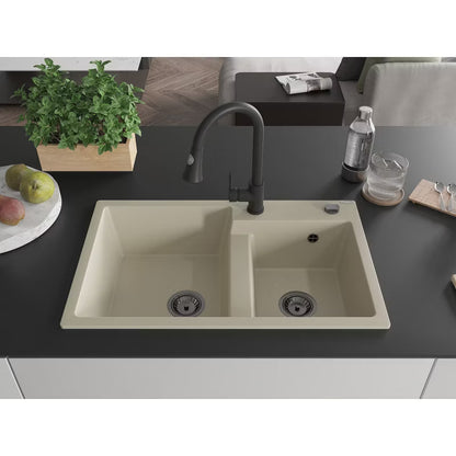 Granitvask Tomas 2-Kammer 80x50 cm Beige med Armatur