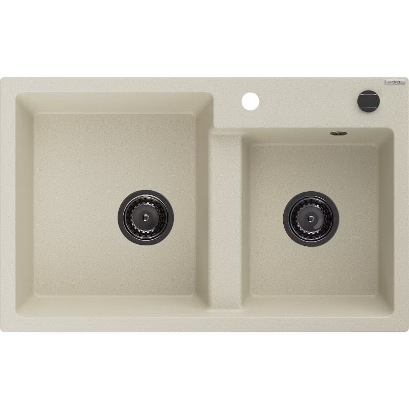 Granitvask Tomas 2-Kammer 80x50 cm Beige