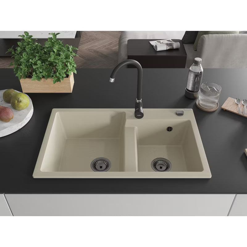Granitvask Tomas 2-Kammer 80x50 cm Beige