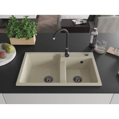Granitvask Tomas 2-Kammer 80x50 cm Beige