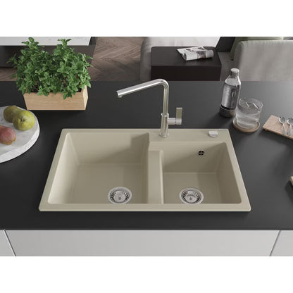 Granitvask Tomas 2-Kammer 80x50 cm Beige med Armatur