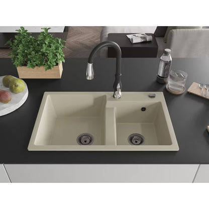 Granitvask Tomas 2-Kammer 80x50 cm Beige med Armatur