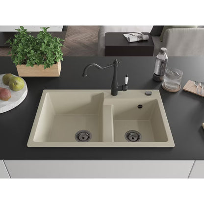 Granitvask Tomas 2-Kammer 80x50 cm Beige med Armatur