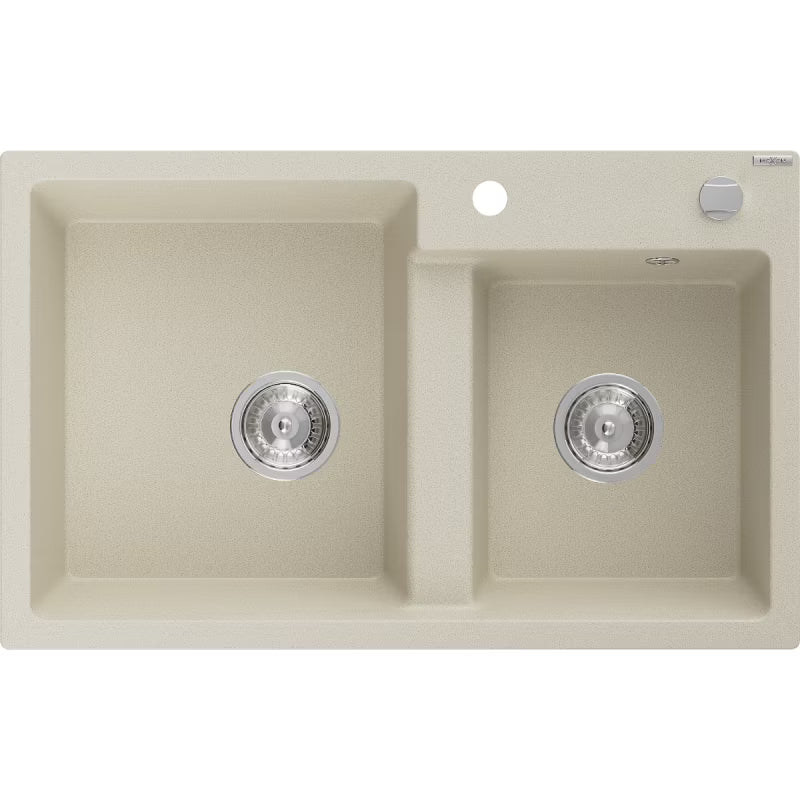Granitvask Tomas 2-Kammer 80x50 cm Hvid