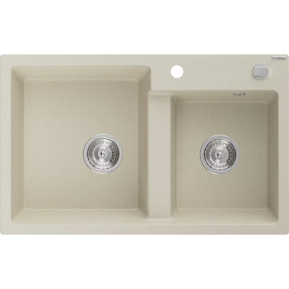 Granitvask Tomas 2-Kammer 80x50 cm Hvid