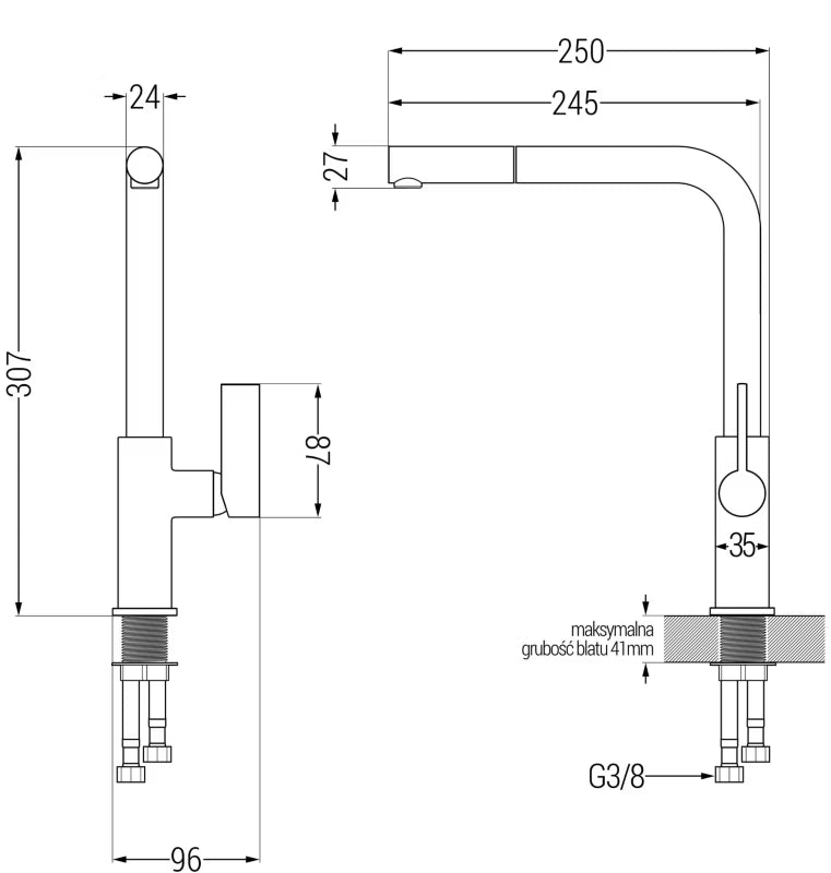 Granitvask Tomas 2-Kammer 80x50 cm Hvid med Armatur