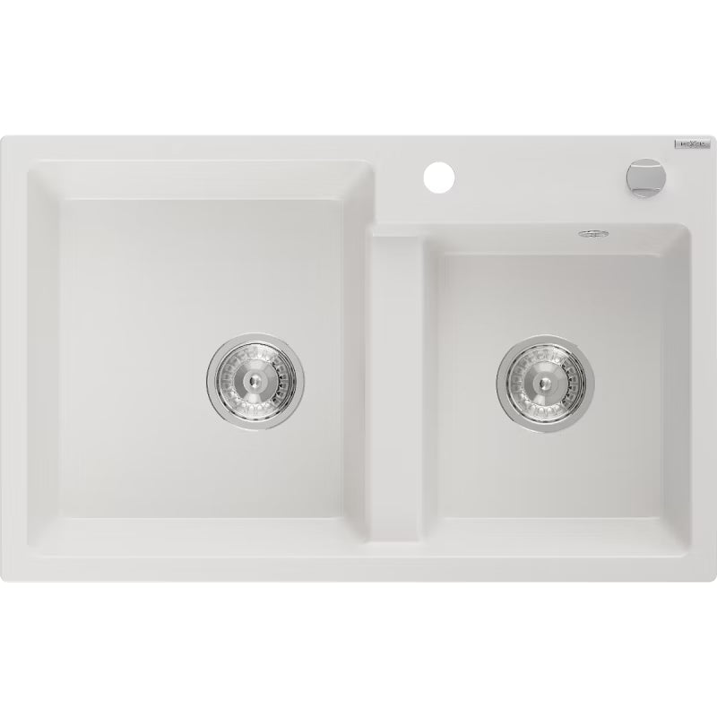 Granitvask Tomas 2-Kammer 80x50 cm Sort