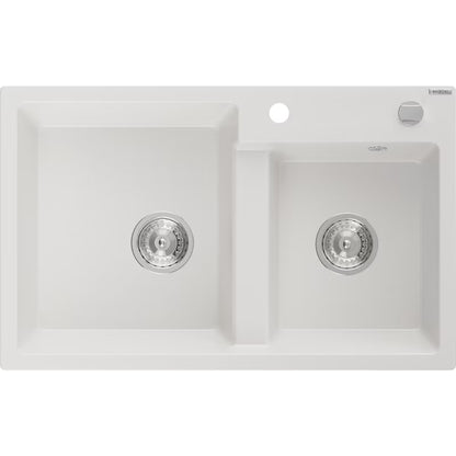 Granitvask Tomas 2-Kammer 80x50 cm Sort