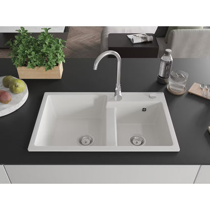 Granitvask Tomas 2-Kammer 80x50 cm Sort