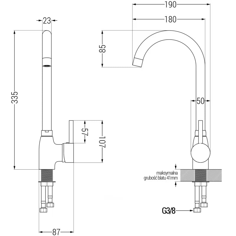 Granitvask Tomas 2-Kammer 80x50 cm Sort Metalik med Armatur