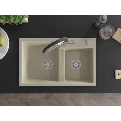 Granitvask Tomas 2-Kammer Beige med Armatur Duo